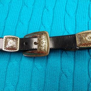 Brighton Black Leather/Metal Belt